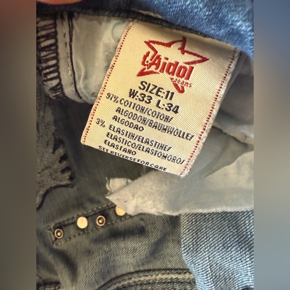 L.A. Idol Blue Jeans size 11 w34  L 32 blue straight - Picture 16 of 16
